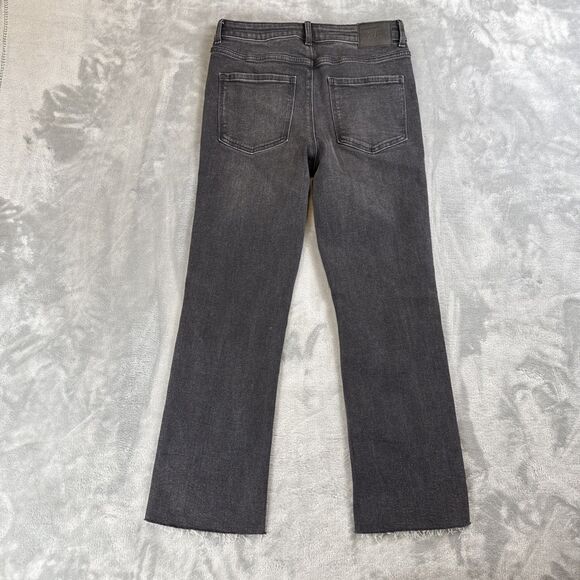 Zara Women’s Size 6 Gray Black Straight Leg Jeans Raw Hem 99% Cotton - Picture 7 of 7
